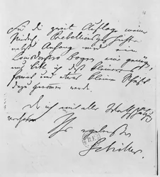 Seite mit Text und seiner Unterschrift